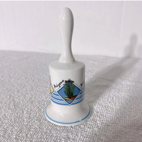 Vintage White  Blue Arizona Ceramic Souvenir Bell - Picture 1 of 14